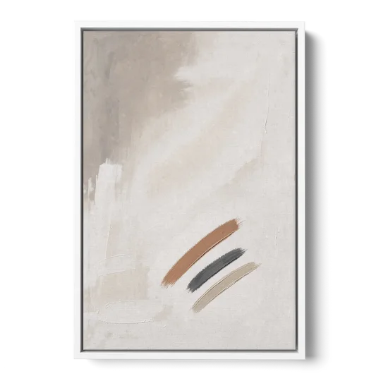 Brushstroke Wall Art Trio on Chalk White - White Framed Canvas Wall Art - Front