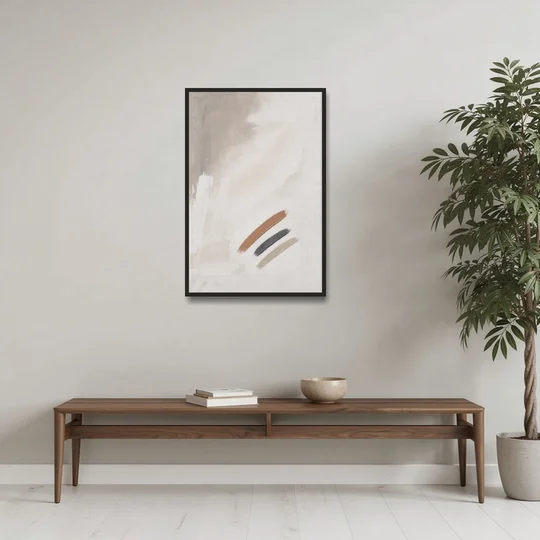 Brushstroke Wall Art Trio on Chalk White - Black Framed Canvas Wall Art - Coffee Table - 24x36