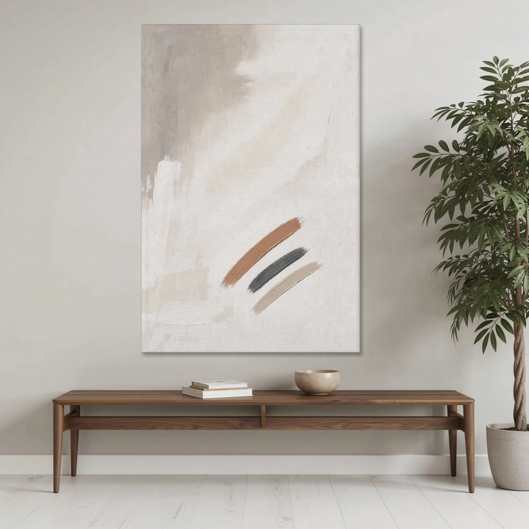 Brushstroke Wall Art Trio on Chalk White - Canvas Wall Art - Coffee Table - 40x60