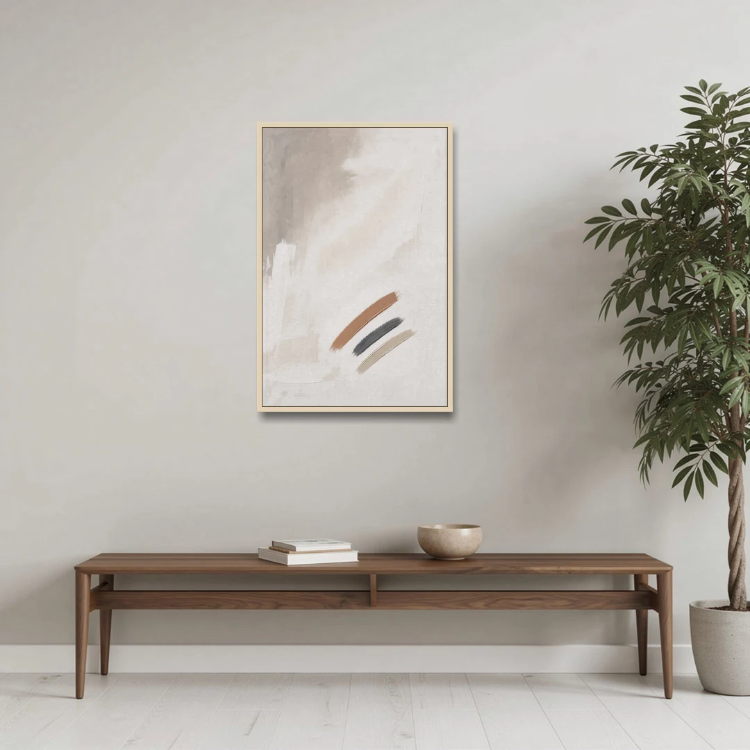 Brushstroke Wall Art Trio on Chalk White - Oak Framed Canvas Wall Art - Coffee Table - 24x36