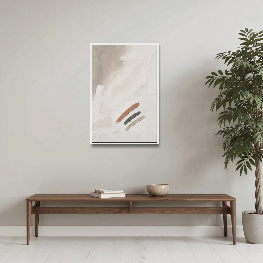 Brushstroke Wall Art Trio on Chalk White - White Framed Canvas Wall Art - Coffee Table - 24x36