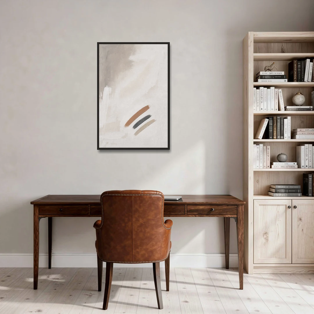 Brushstroke Wall Art Trio on Chalk White - Black Framed Canvas Wall Art - Office - 24x36