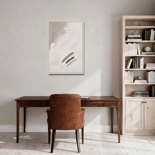 Brushstroke Wall Art Trio on Chalk White - Oak Framed Canvas Wall Art - Office - 24x36