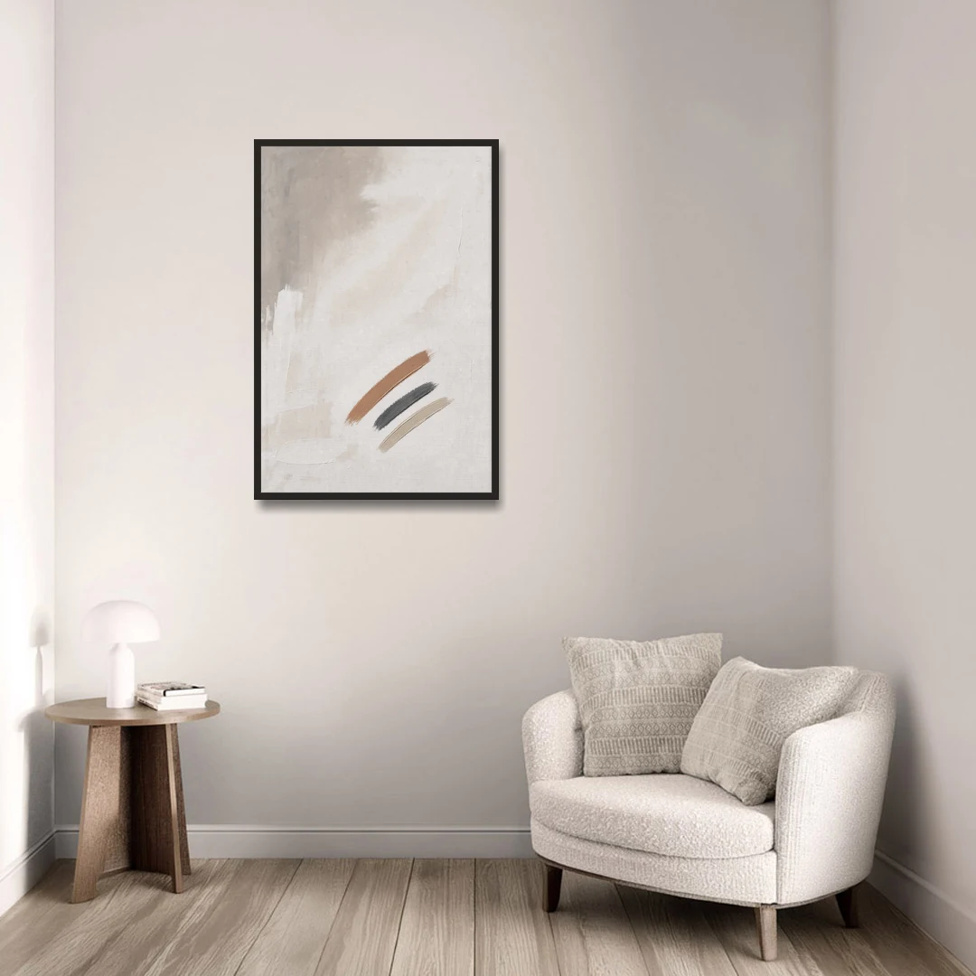 Brushstroke Wall Art Trio on Chalk White - Black Framed Canvas Wall Art - Sofa - 24x36