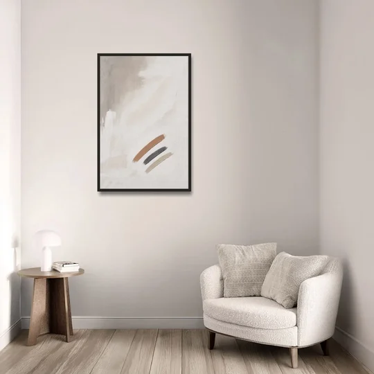 Brushstroke Wall Art Trio on Chalk White - Black Framed Canvas Wall Art - Sofa - 24x36