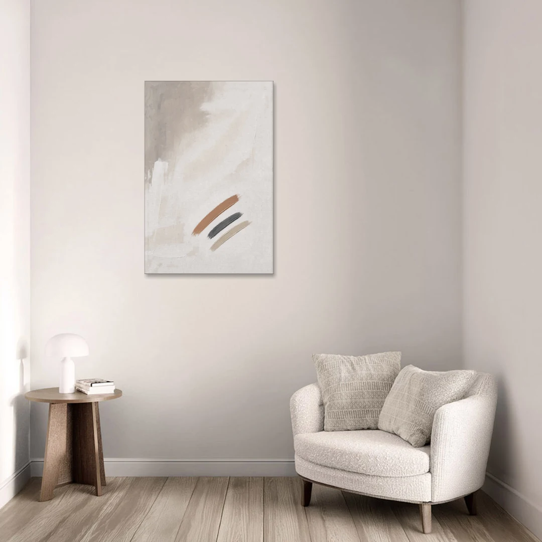 Brushstroke Wall Art Trio on Chalk White - Canvas Wall Art - Sofa - 24x36