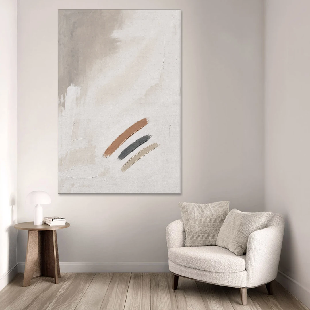 Brushstroke Wall Art Trio on Chalk White - Canvas Wall Art - Sofa - 40x60