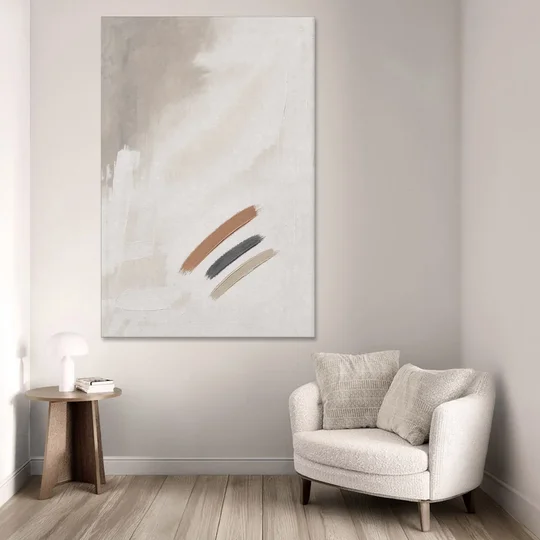 Brushstroke Wall Art Trio on Chalk White - Canvas Wall Art - Sofa - 40x60