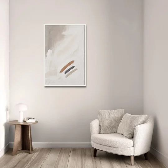 Brushstroke Wall Art Trio on Chalk White - White Framed Canvas Wall Art - Sofa - 24x36