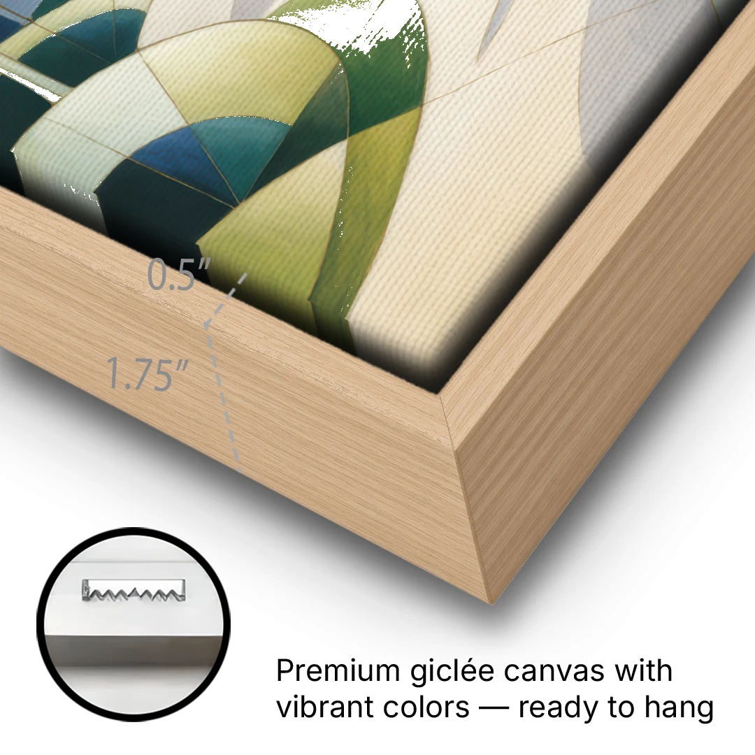 Brussels Park Tranquility - Oak Framed Canvas Wall Art - Gallery Wrap Corner