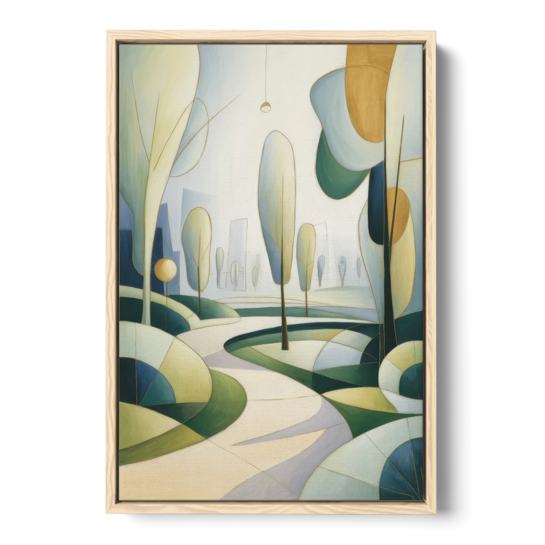 Brussels Park Tranquility - Oak Framed Canvas Wall Art - Front