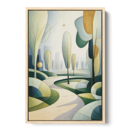 Brussels Park Tranquility - Oak Framed Canvas Wall Art - Front