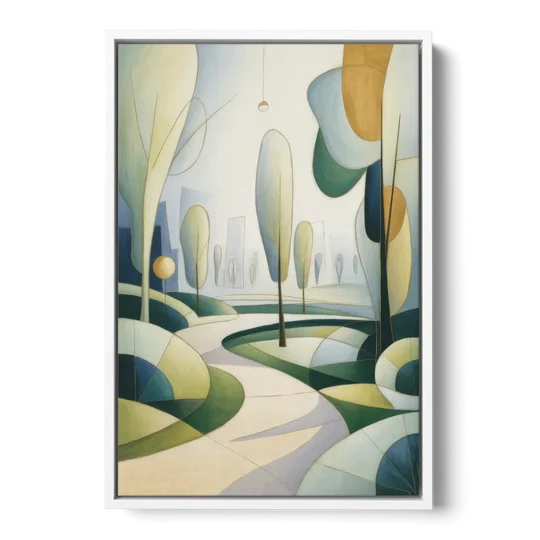 Brussels Park Tranquility - White Framed Canvas Wall Art - Front