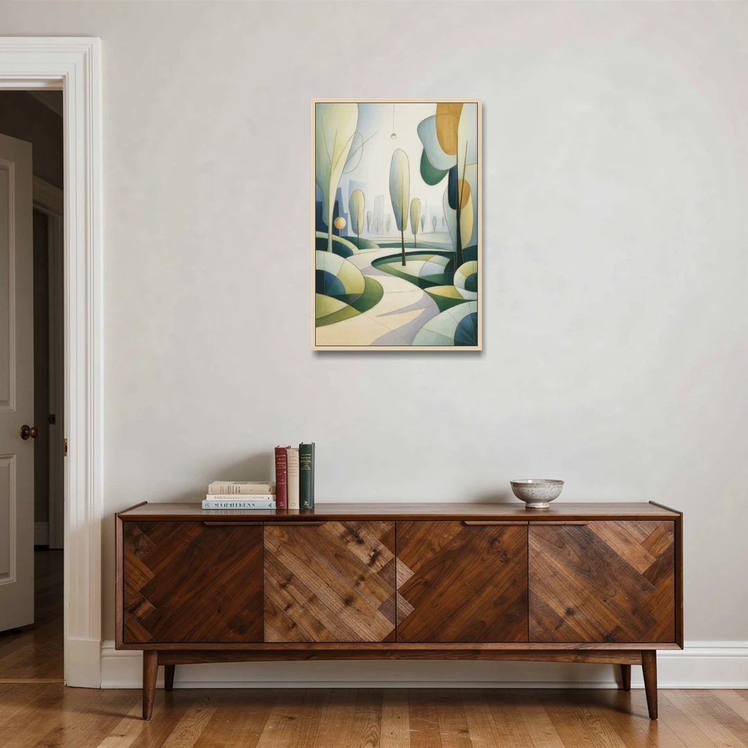 Brussels Park Tranquility - Oak Framed Canvas Wall Art - Coffee Table - 24x36