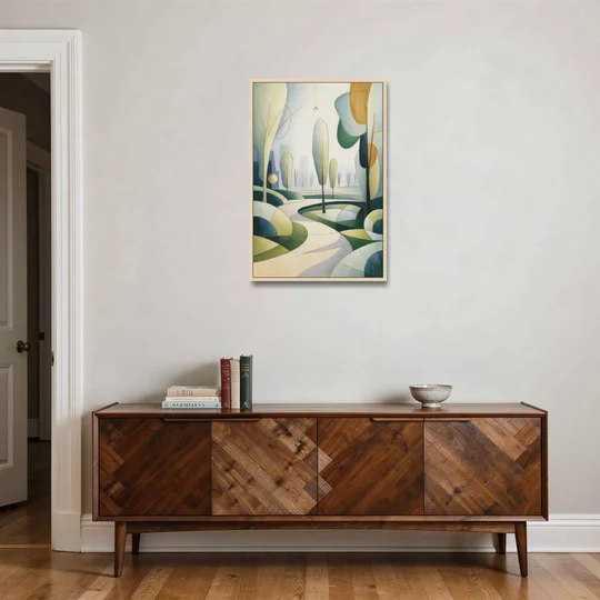 Brussels Park Tranquility - Oak Framed Canvas Wall Art - Coffee Table - 24x36