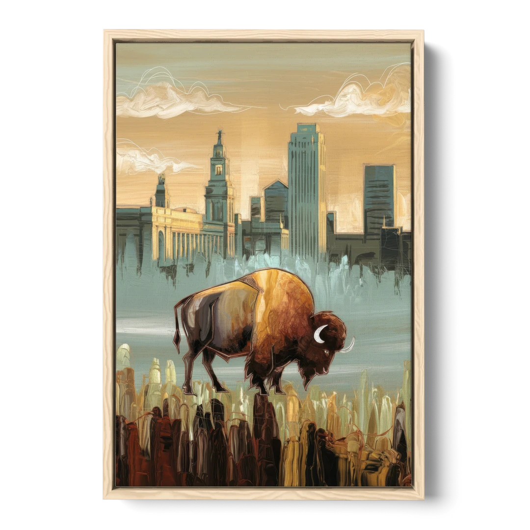 Buffalo All America City - Oak Framed Canvas Wall Art - Front