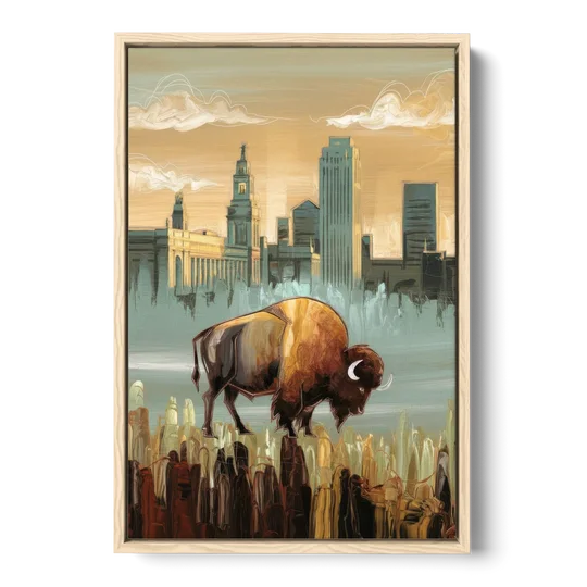Buffalo All America City - Oak Framed Canvas Wall Art - Front