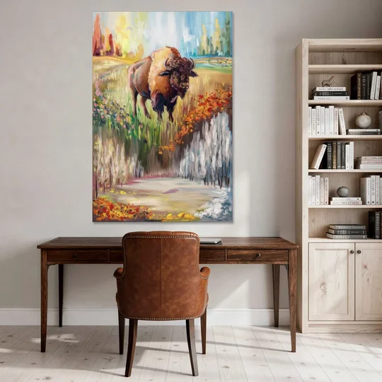 Buffalo All Seasons Beauty - Canvas Wall Art - Office - 40x60