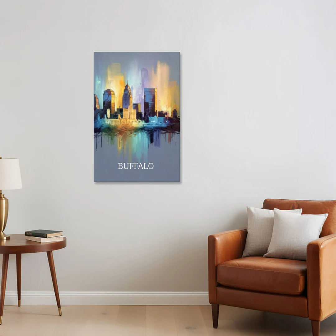 Buffalo Architectural Charm - Canvas Wall Art - Sofa - 24x36