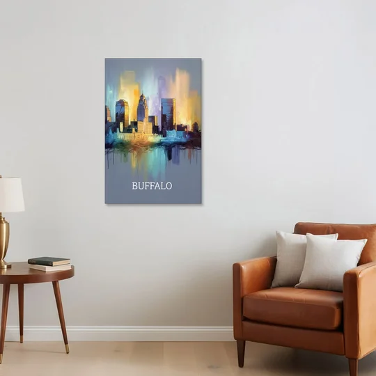 Buffalo Architectural Charm - Canvas Wall Art - Sofa - 24x36