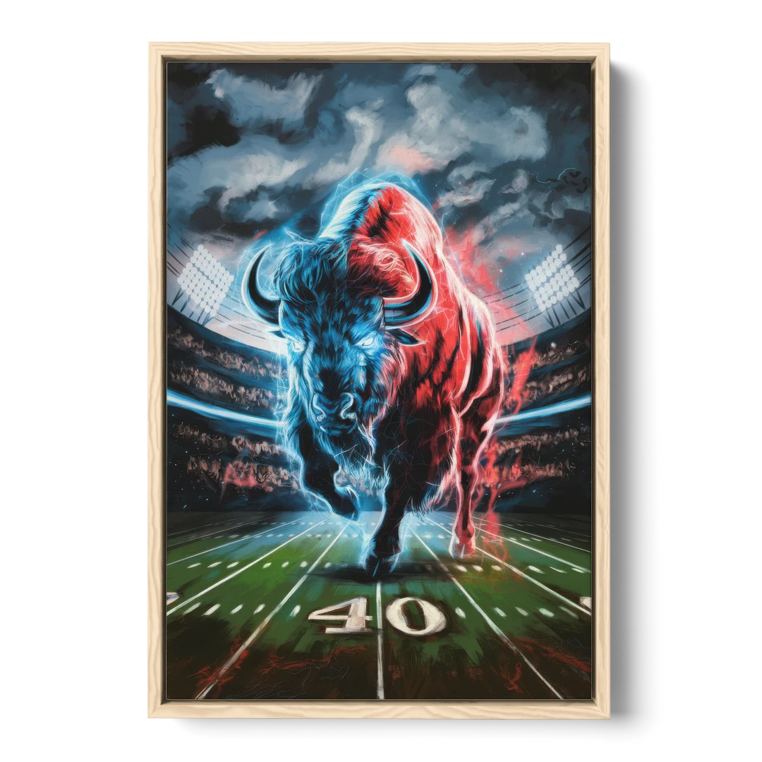 Buffalo Bills Football Pride - Oak Framed Canvas Wall Art - Front
