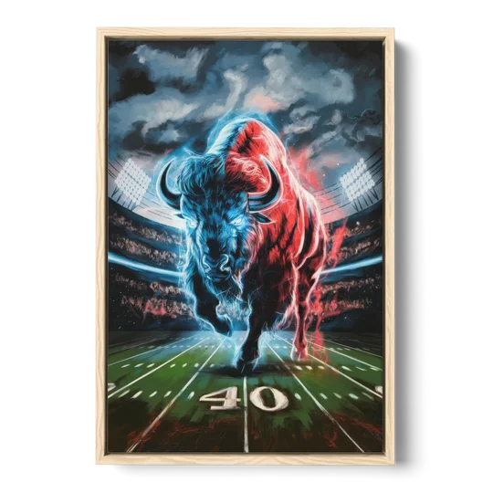 Buffalo Bills Football Pride - Oak Framed Canvas Wall Art - Front