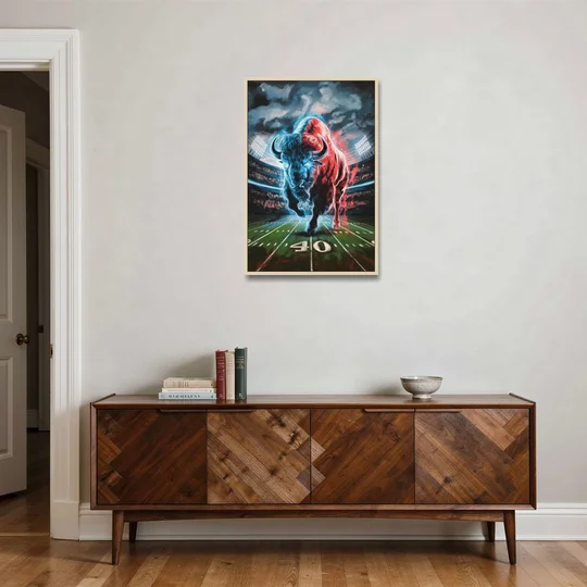 Buffalo Bills Football Pride - Oak Framed Canvas Wall Art - Coffee Table - 24x36