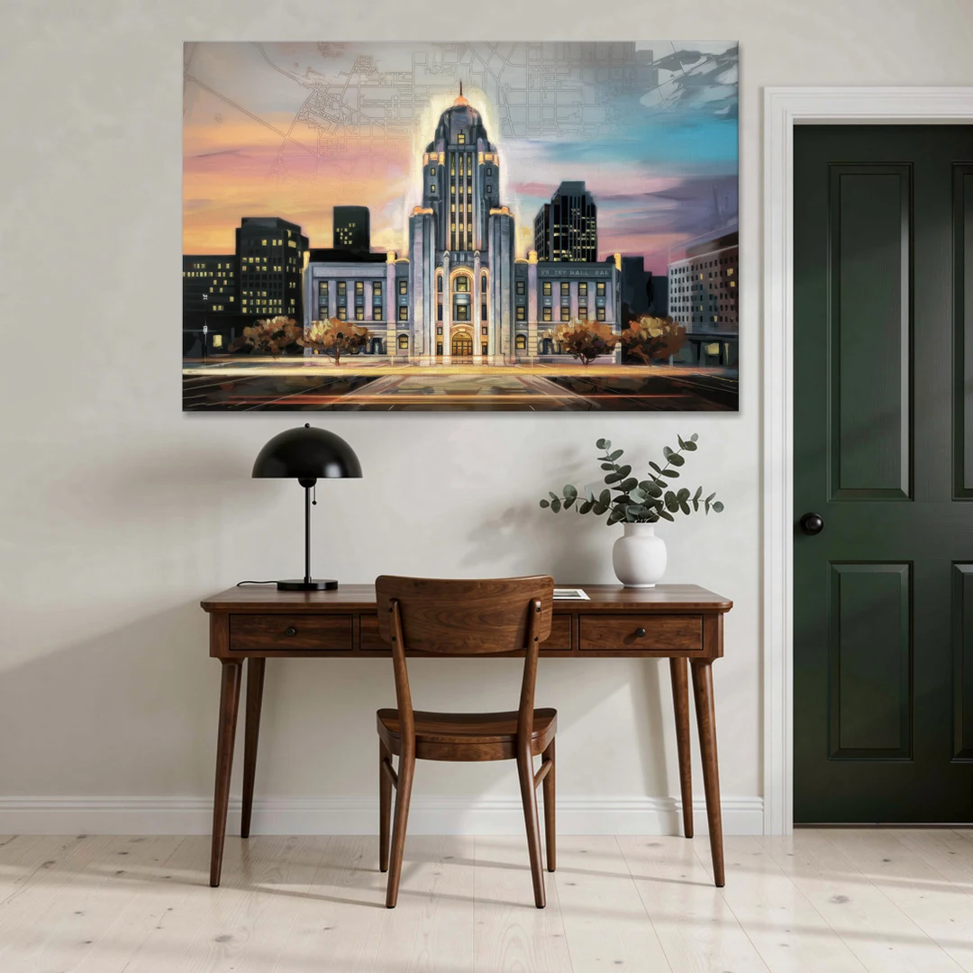 Buffalo City Hall Iconic View - Canvas Wall Art - Office - 60x40