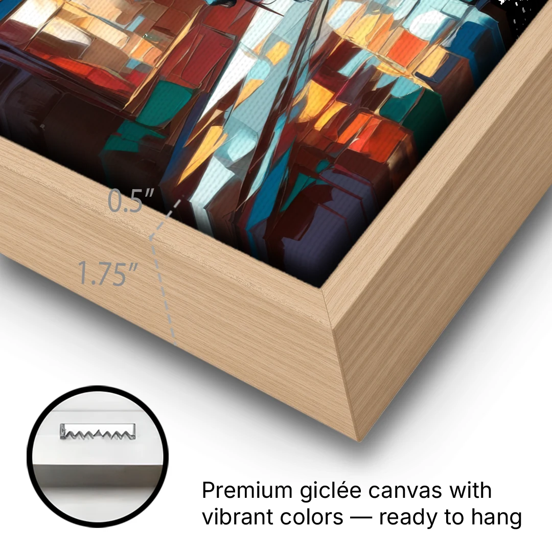 Buffalo Elmwood Village Vibes - Oak Framed Canvas Wall Art - Gallery Wrap Corner