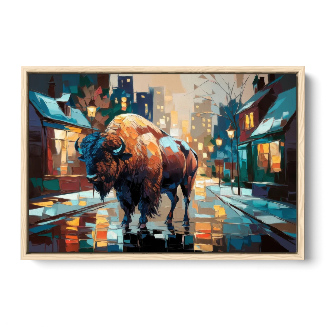 Buffalo Elmwood Village Vibes - Oak Framed Canvas Wall Art - Front