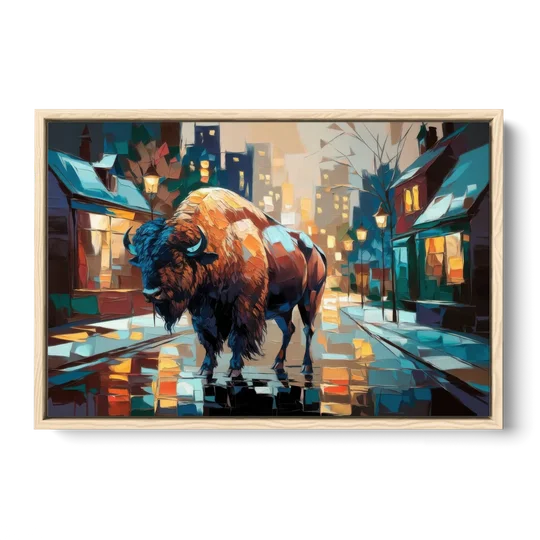Buffalo Elmwood Village Vibes - Oak Framed Canvas Wall Art - Front