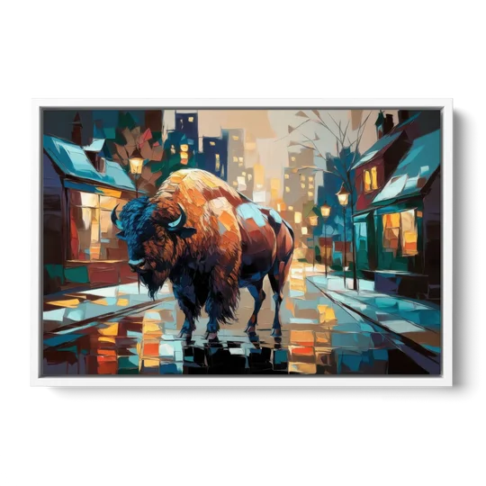 Buffalo Elmwood Village Vibes - White Framed Canvas Wall Art - Front