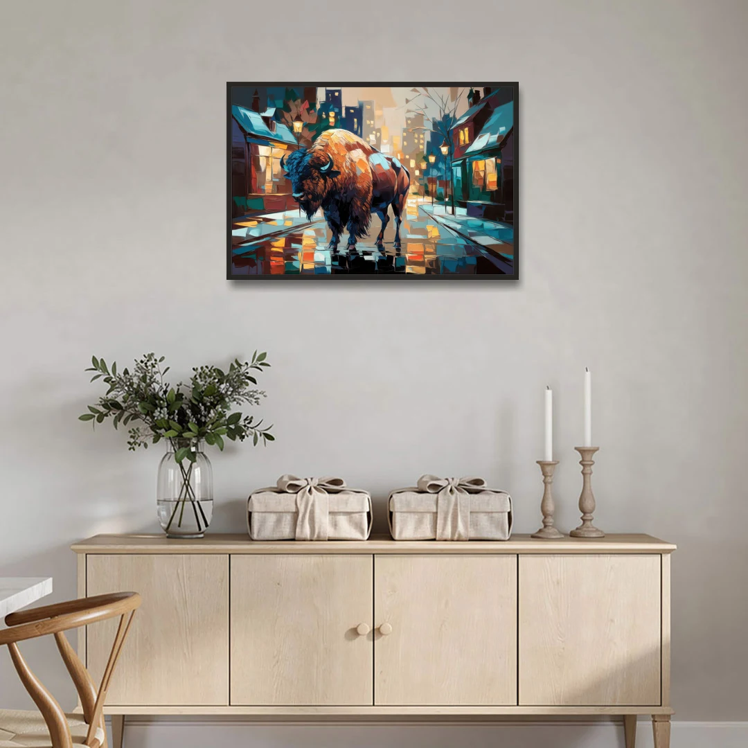 Buffalo Elmwood Village Vibes - Black Framed Canvas Wall Art - Coffee Table - 36x24