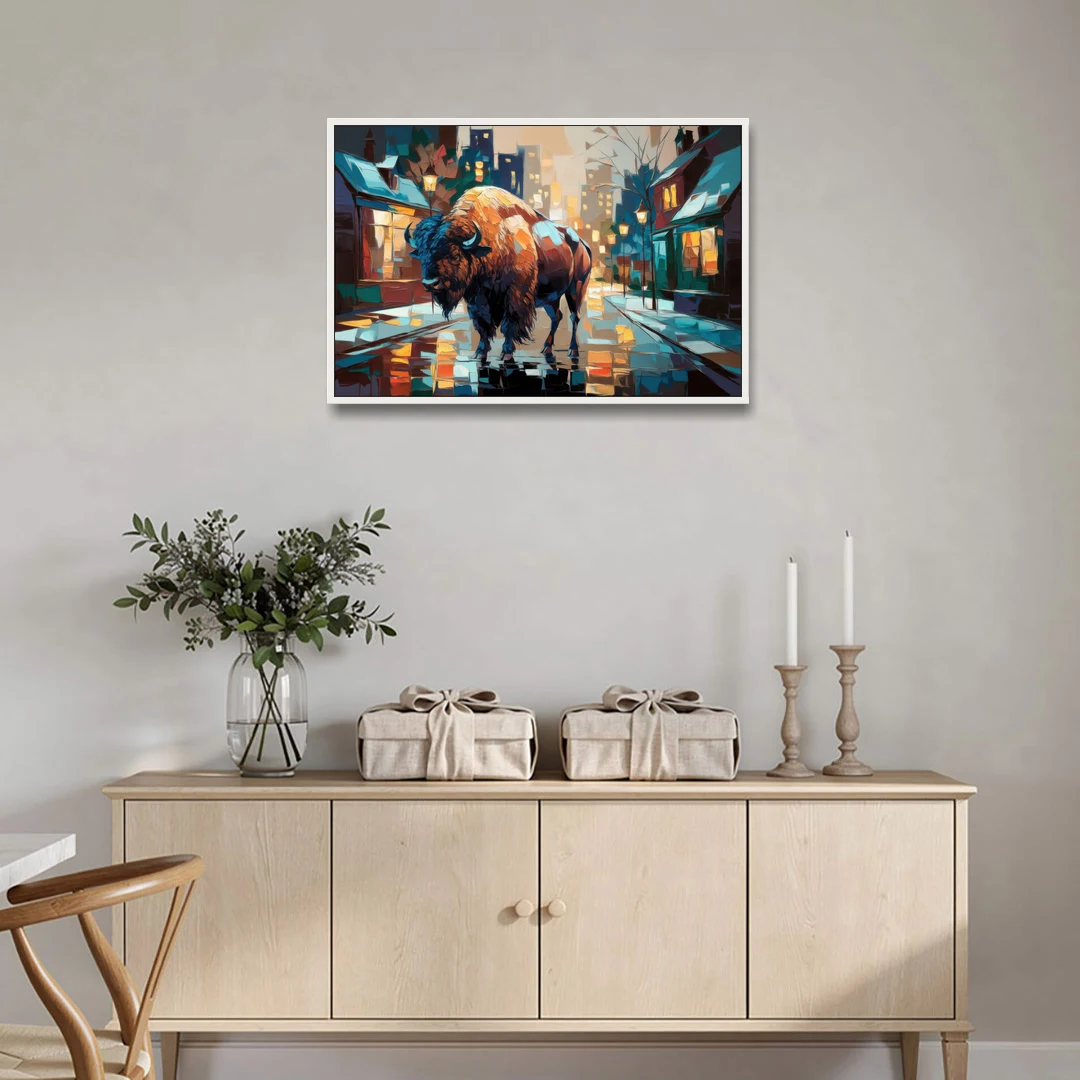 Buffalo Elmwood Village Vibes - White Framed Canvas Wall Art - Coffee Table - 36x24