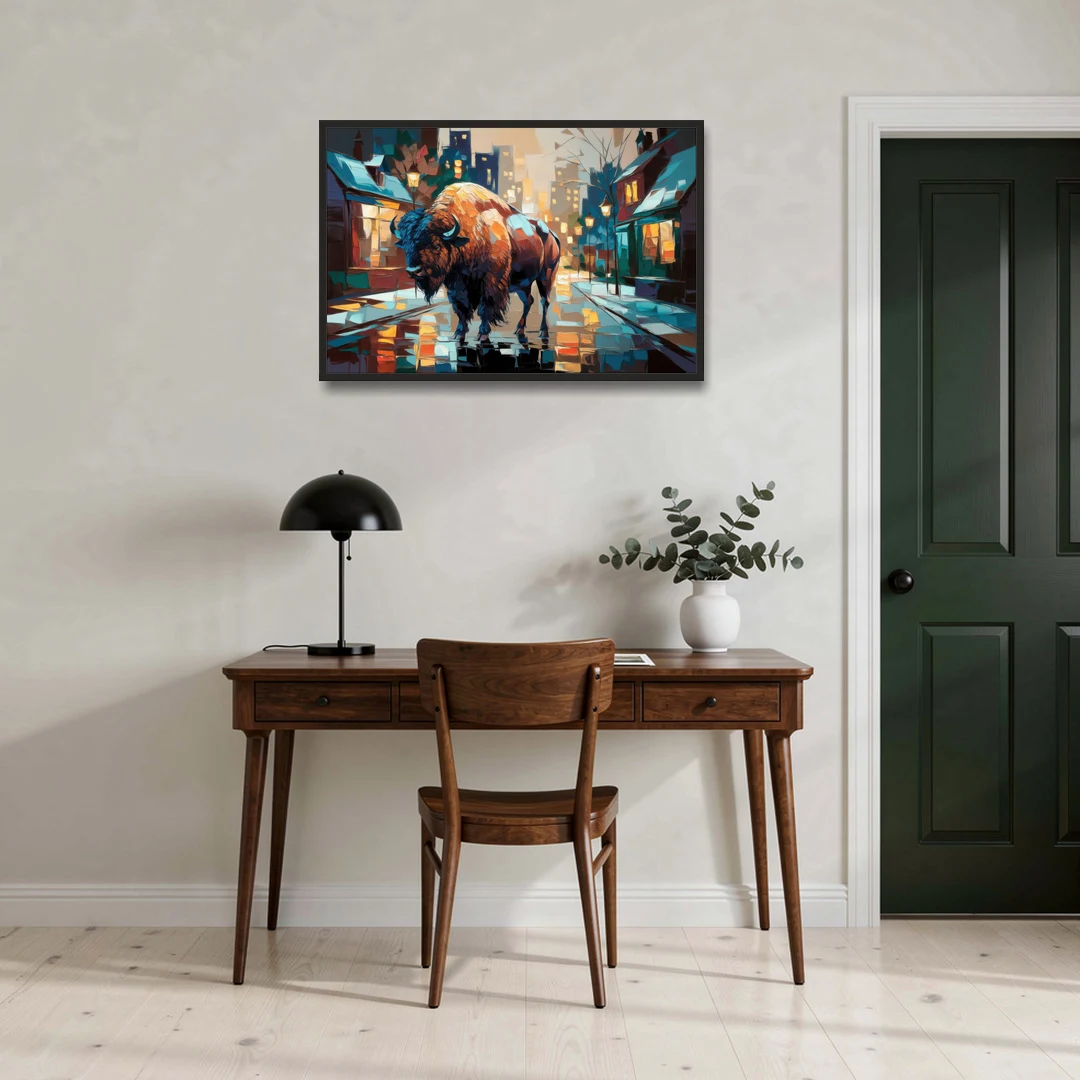 Buffalo Elmwood Village Vibes - Black Framed Canvas Wall Art - Office - 36x24