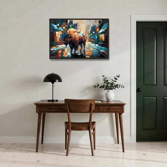 Buffalo Elmwood Village Vibes - Black Framed Canvas Wall Art - Office - 36x24