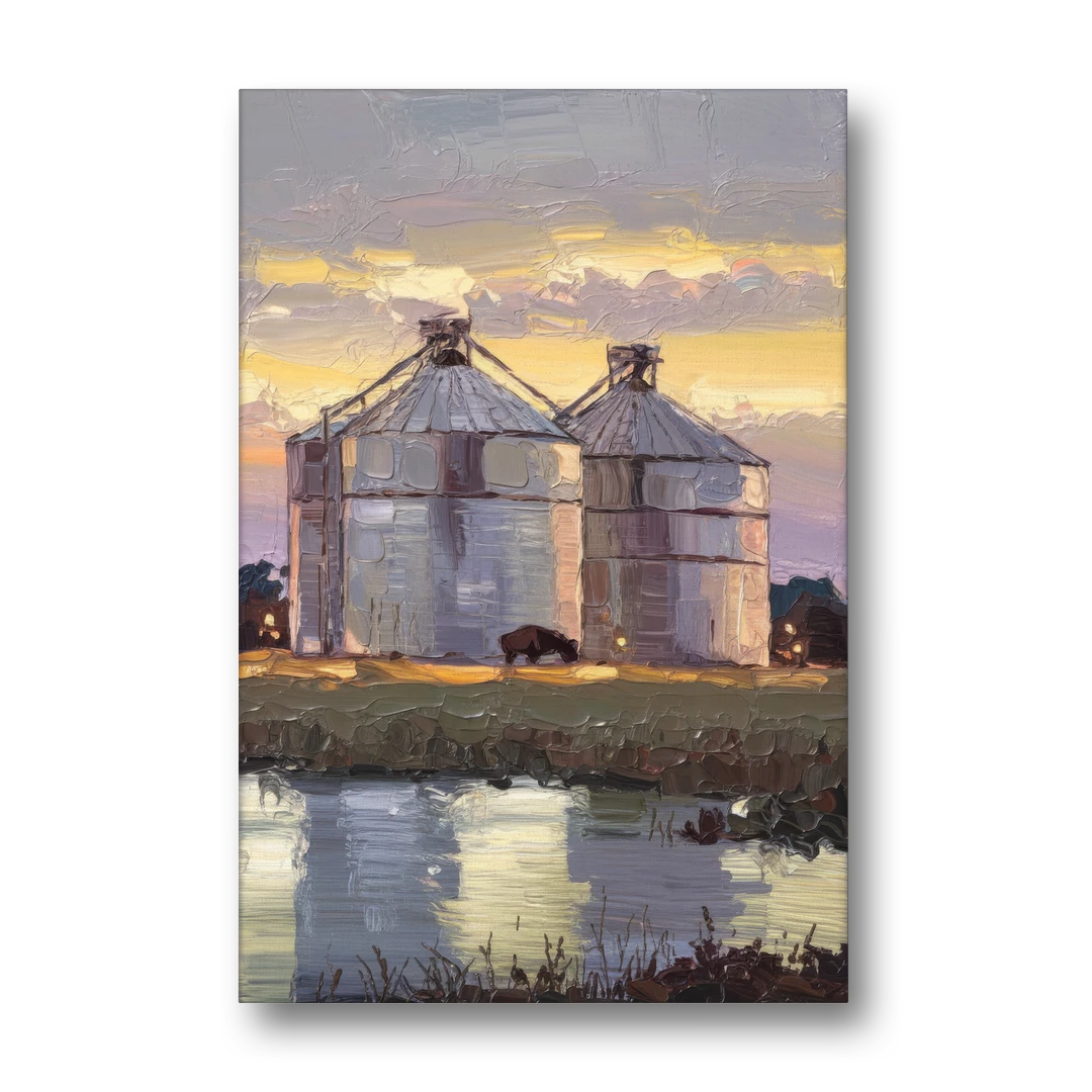 Buffalo Grain Silos at Dusk - Canvas Wall Art - Front