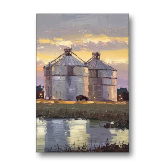 Buffalo Grain Silos at Dusk - Canvas Wall Art - Front