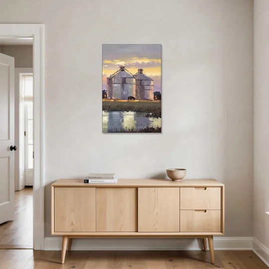 Buffalo Grain Silos at Dusk - Canvas Wall Art - Coffee Table - 24x36