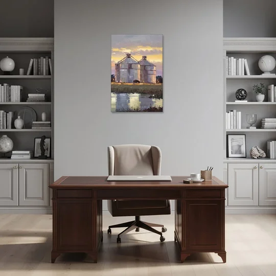 Buffalo Grain Silos at Dusk - Canvas Wall Art - Office - 24x36
