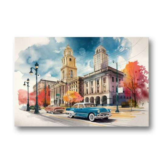 Buffalo Historic Downtown - Canvas Wall Art - Front