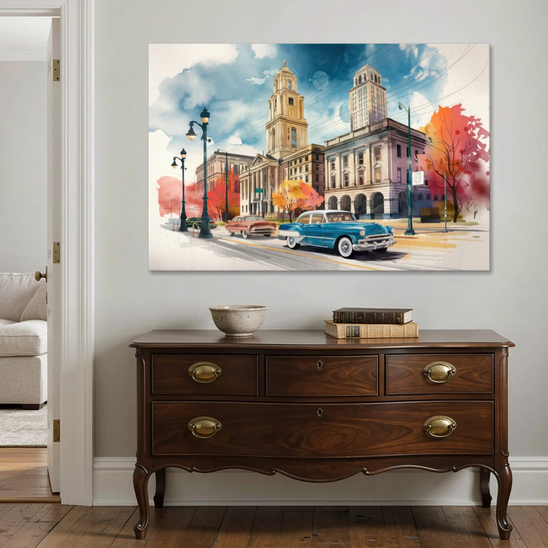 Buffalo Historic Downtown - Canvas Wall Art - Coffee Table - 60x40