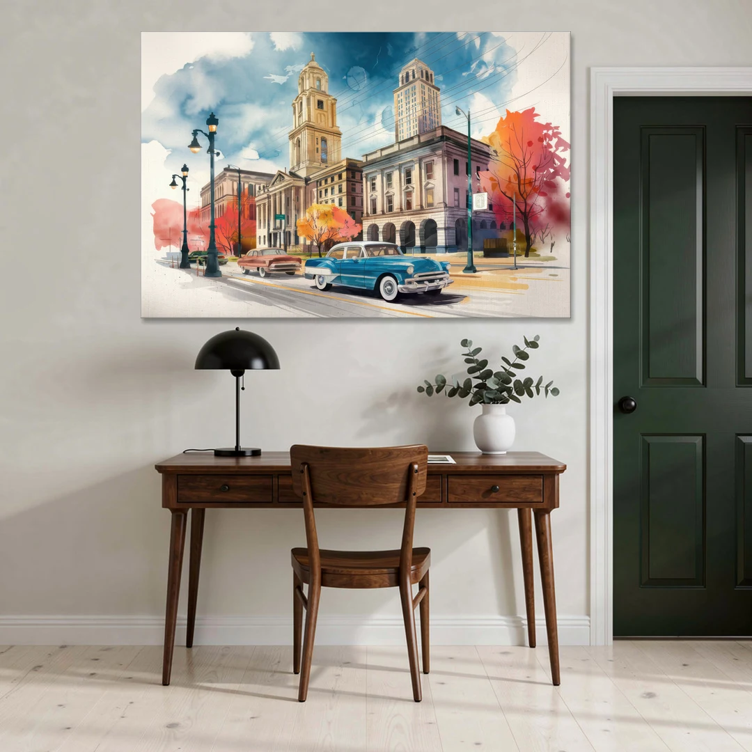 Buffalo Historic Downtown - Canvas Wall Art - Office - 60x40