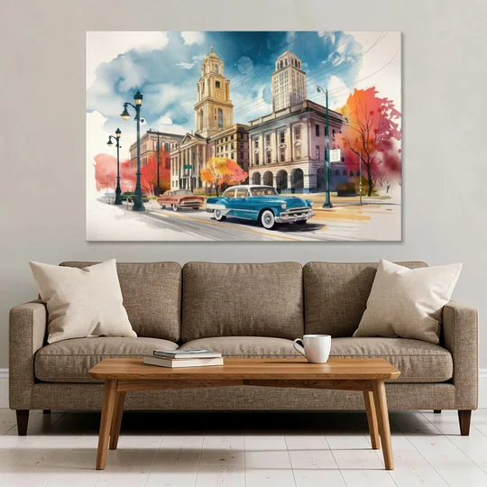 Buffalo Historic Downtown - Canvas Wall Art - Sofa - 60x40