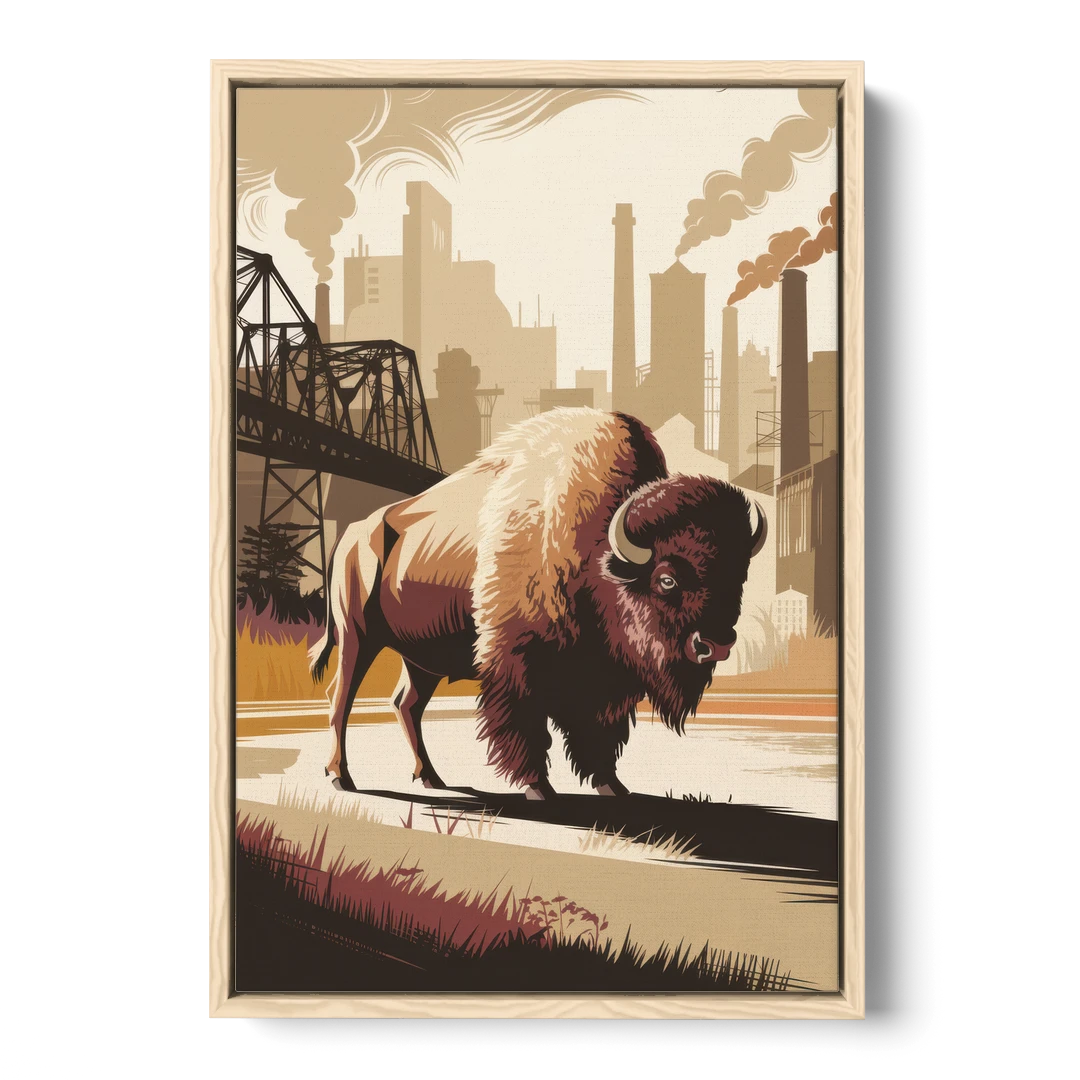 Buffalo Industrial Heritage - Oak Framed Canvas Wall Art - Front