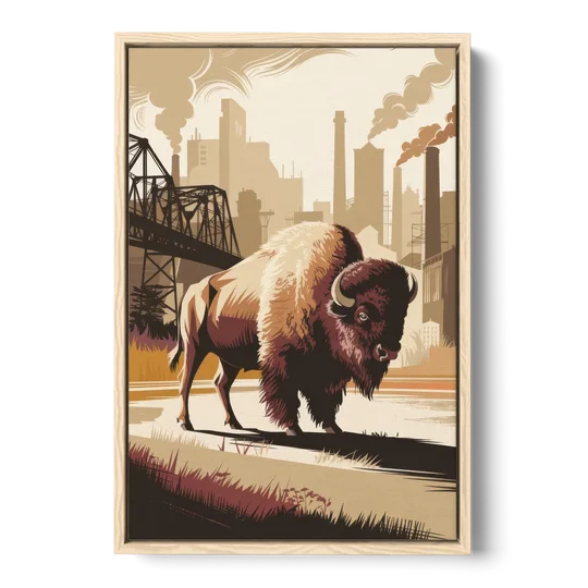 Buffalo Industrial Heritage - Oak Framed Canvas Wall Art - Front