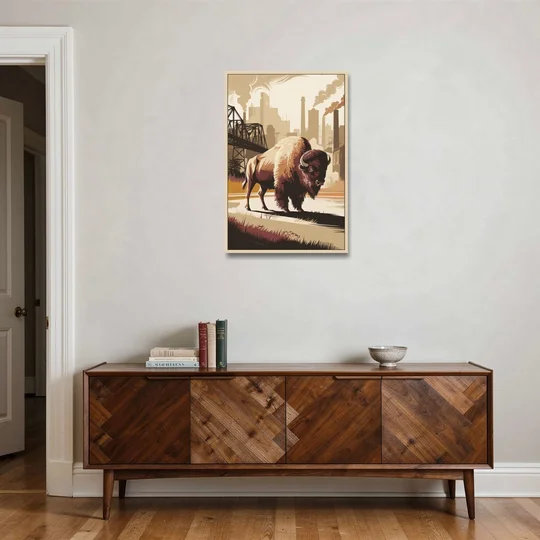 Buffalo Industrial Heritage - Oak Framed Canvas Wall Art - Coffee Table - 24x36