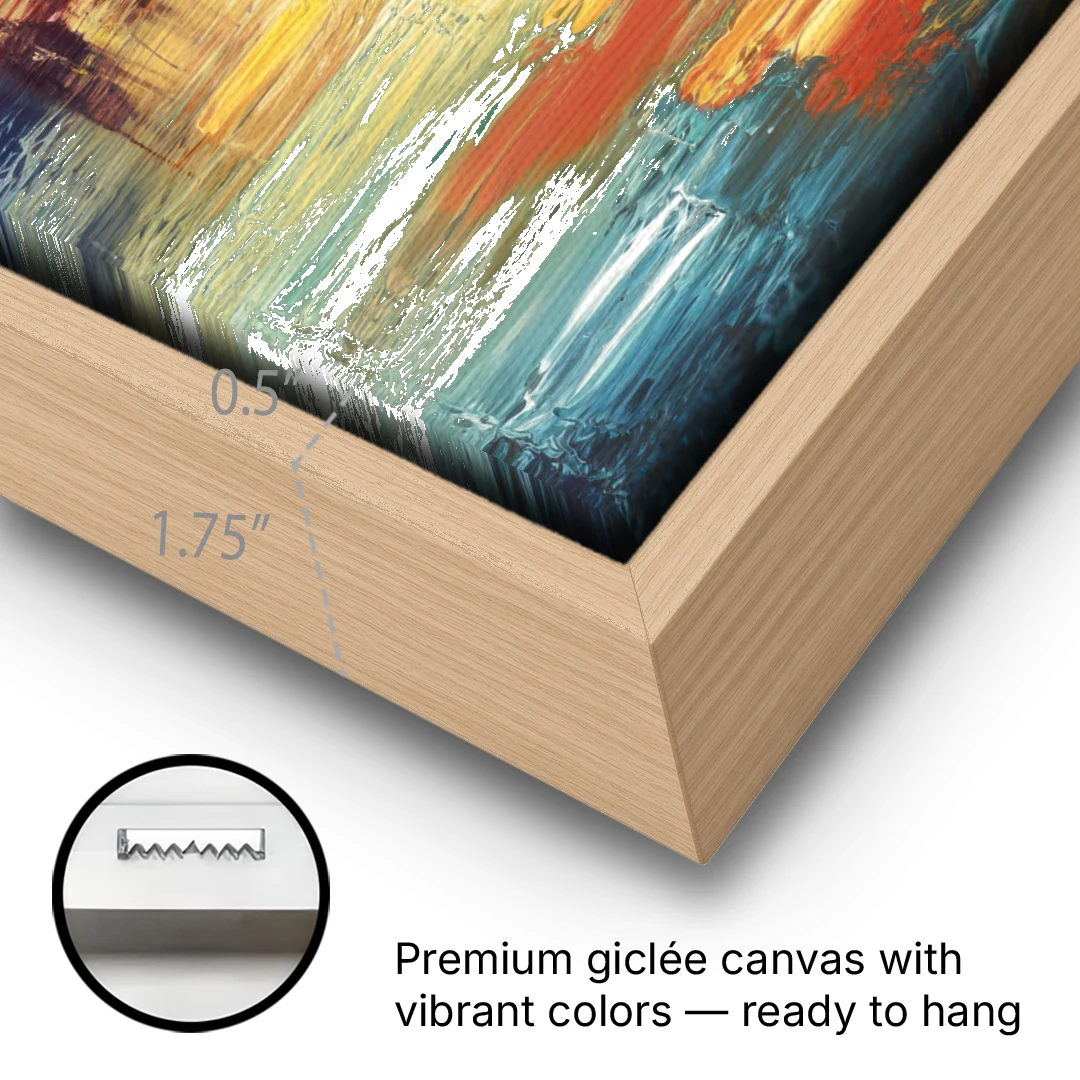 Buffalo Lake Erie Horizon - Oak Framed Canvas Wall Art - Gallery Wrap Corner