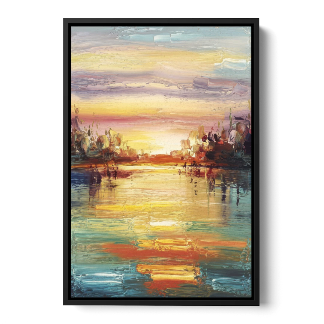 Buffalo Lake Erie Horizon - Black Framed Canvas Wall Art - Front