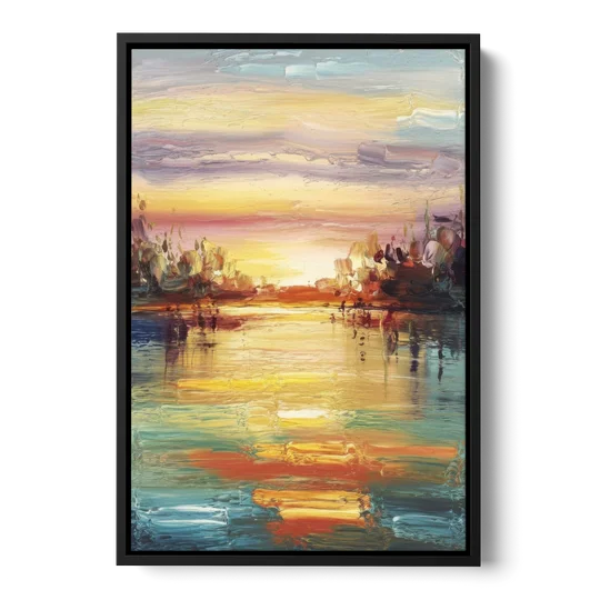 Buffalo Lake Erie Horizon - Black Framed Canvas Wall Art - Front